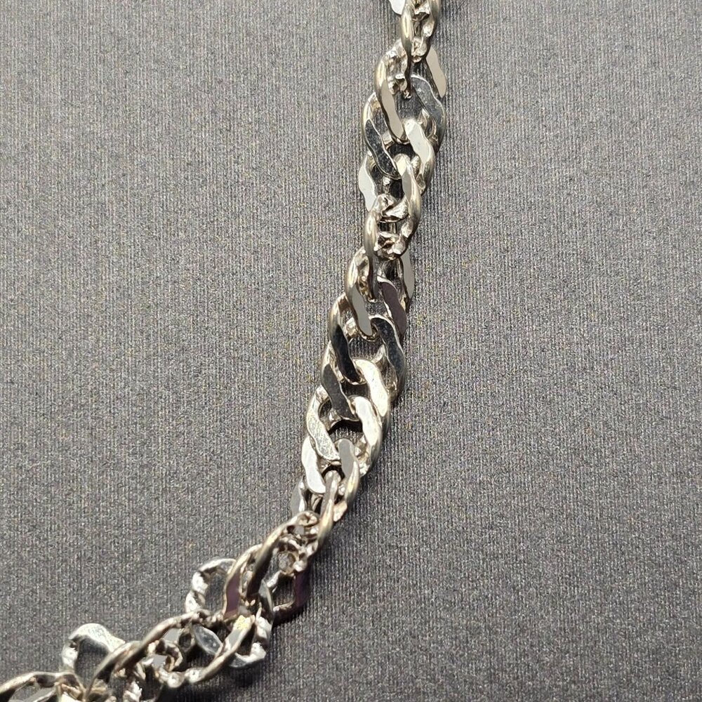 VTG Sterling Silver Twisted Link Chain Necklace 24" Diamond Cut Signed BB Italy - Picture 3 of 9